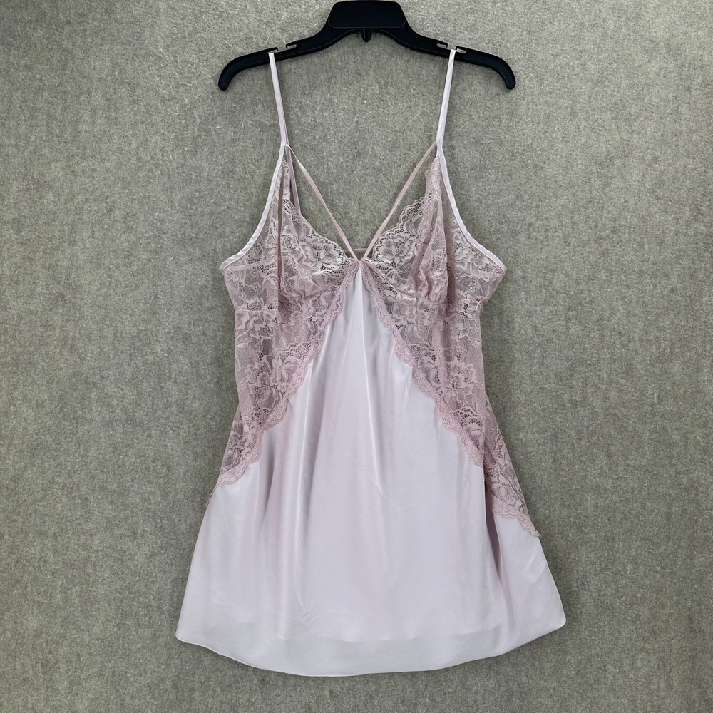 City Chic Pink Satin Lace Trim Chemise Nightgown Size S Romantic Nighty